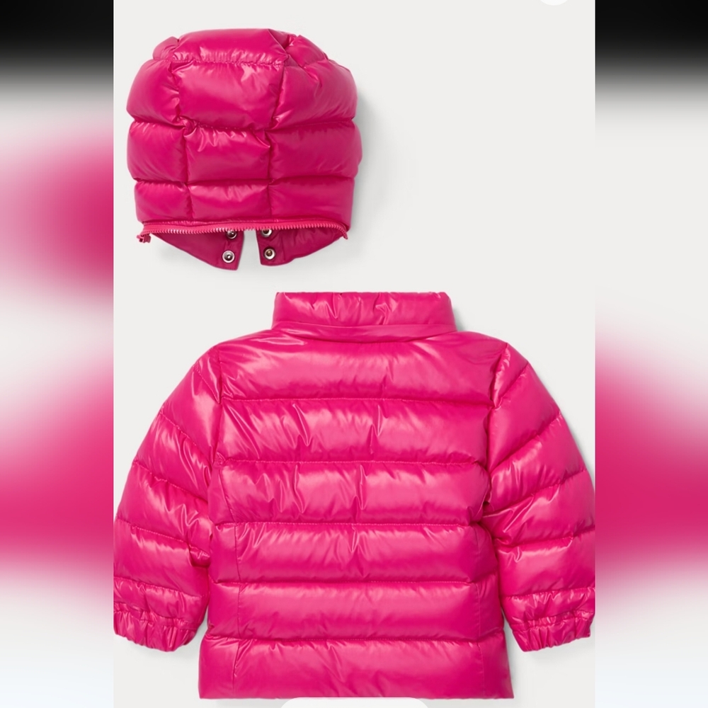 NWOT Polo Ralph Lauren Babygirl Hot Pink Quilted Hood Puffer Down Jacket 9 Mos. - Picture 5 of 16